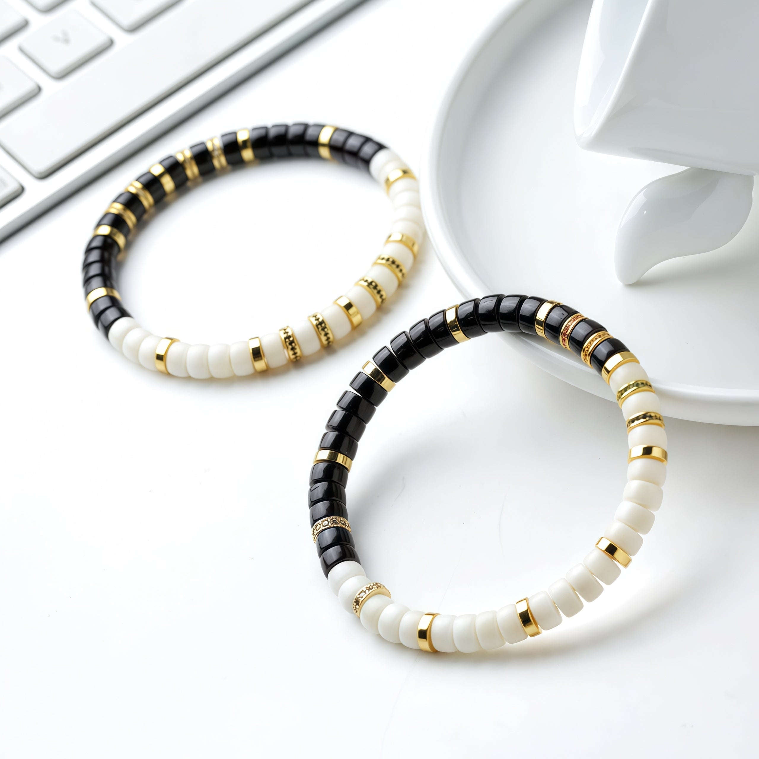 Natural Black & White Bodhi Bracelet – Handmade Spiritual Jewelry Averon London