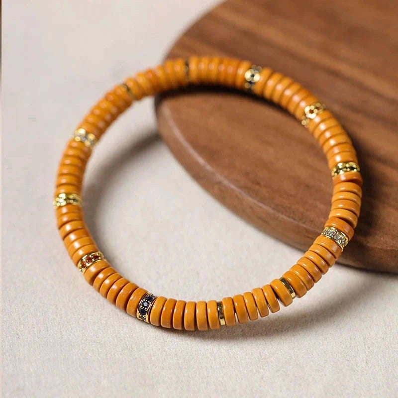 Natural Olive Pit Tablet-Shape Bracelet Averon London