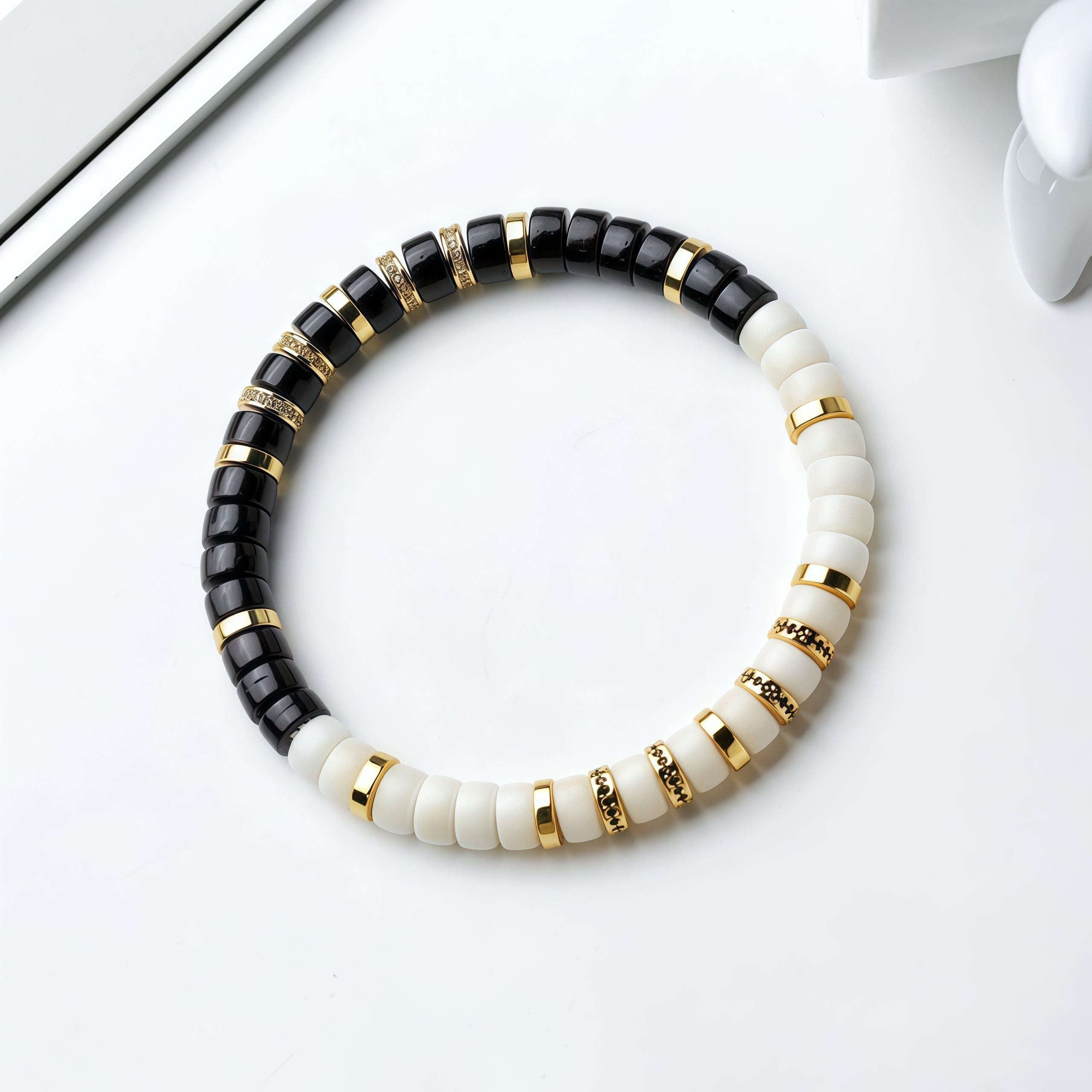 Natural Black & White Bodhi Bracelet – Handmade Spiritual Jewelry Averon London