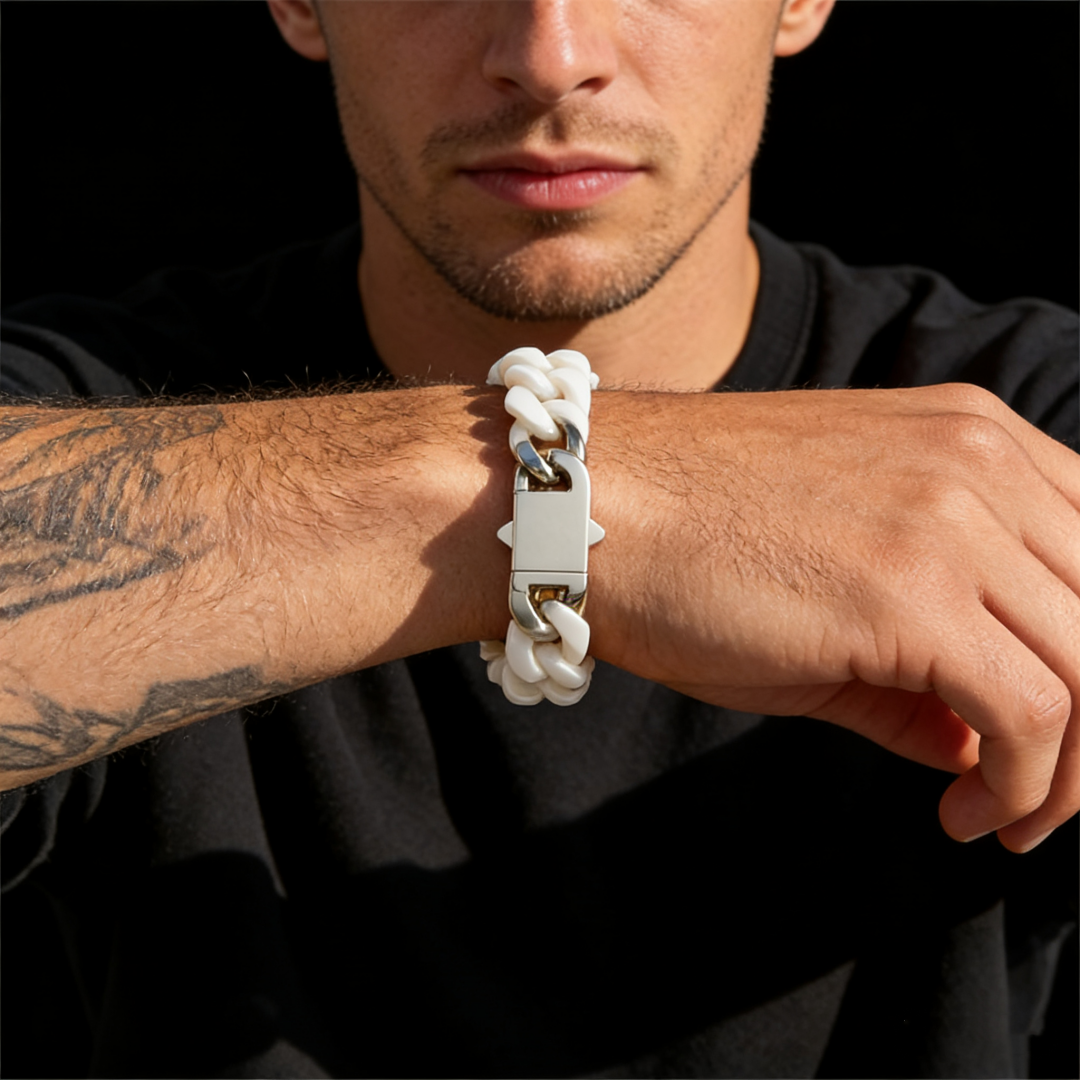 Chunky Cuban Ceramic Chain | White, Black, Yellow & Taupe