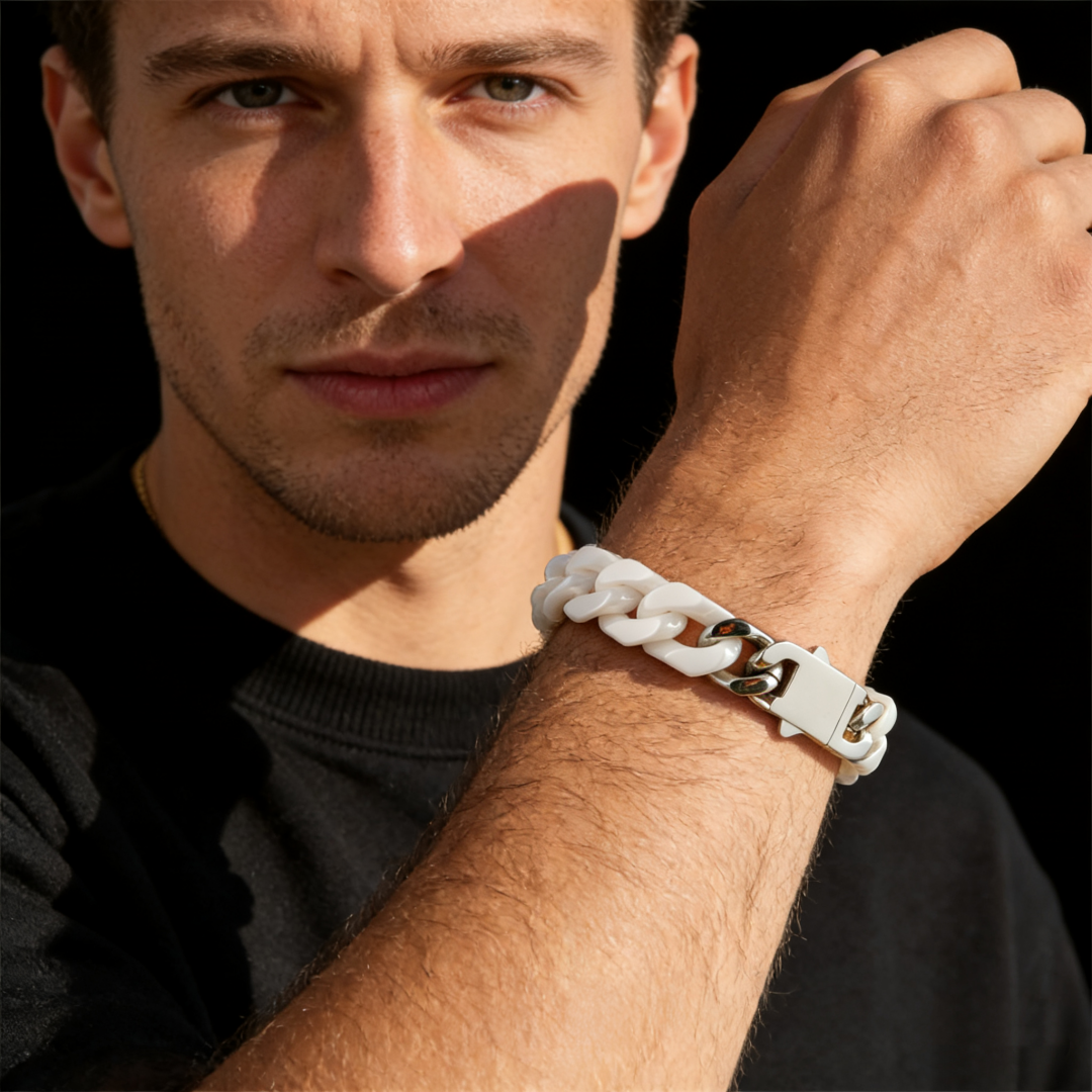 Chunky Cuban Ceramic Chain | White, Black, Yellow & Taupe