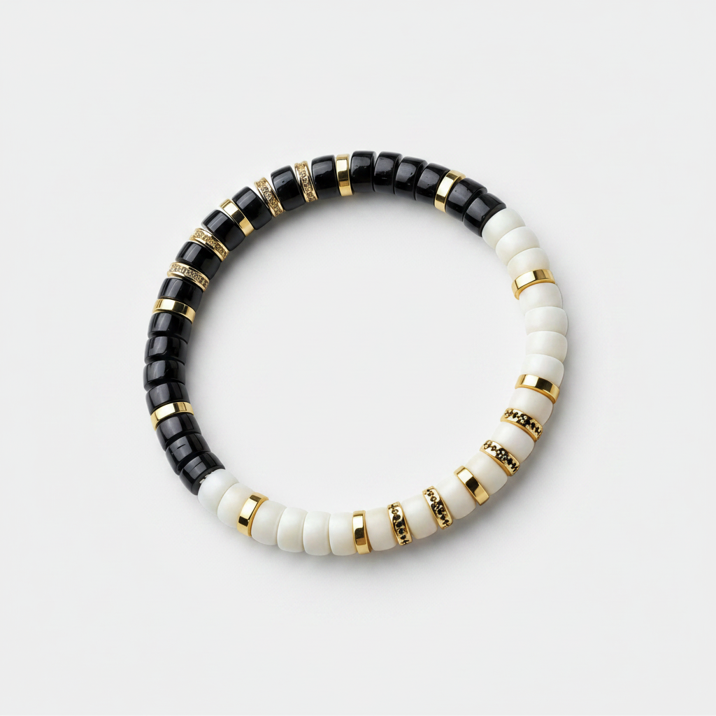 Natural Black & White Bodhi Bracelet – Handmade Spiritual Jewelry