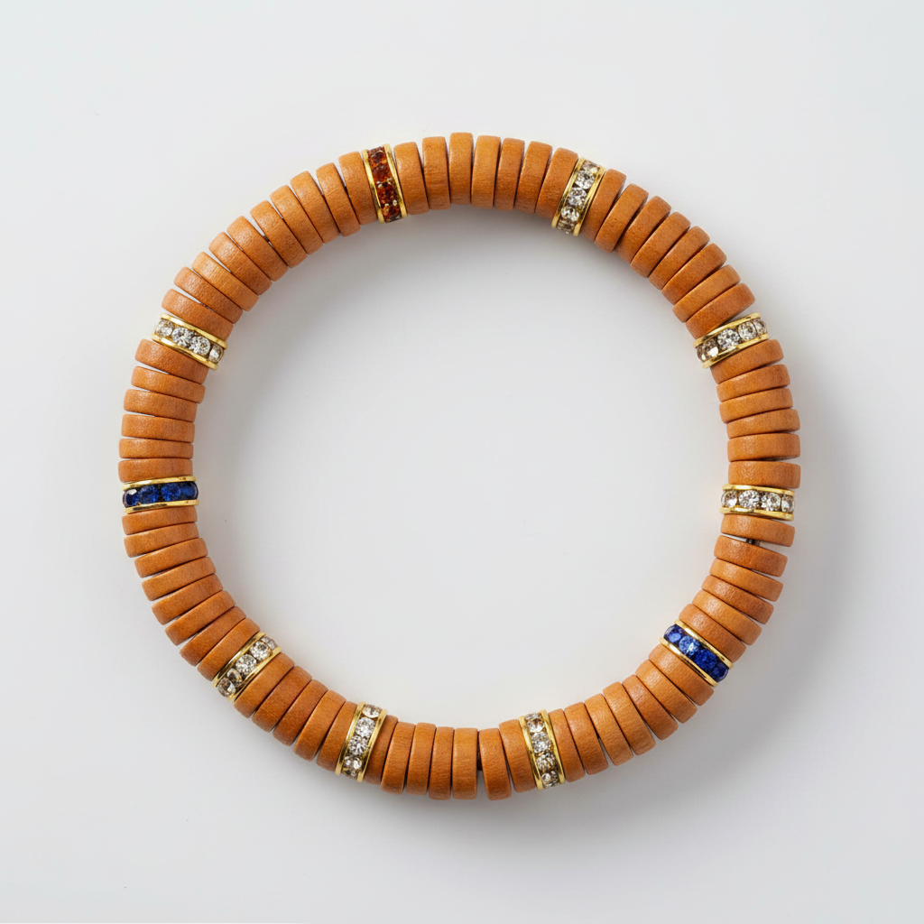 Natural Olive Pit Tablet-Shape Bracelet
