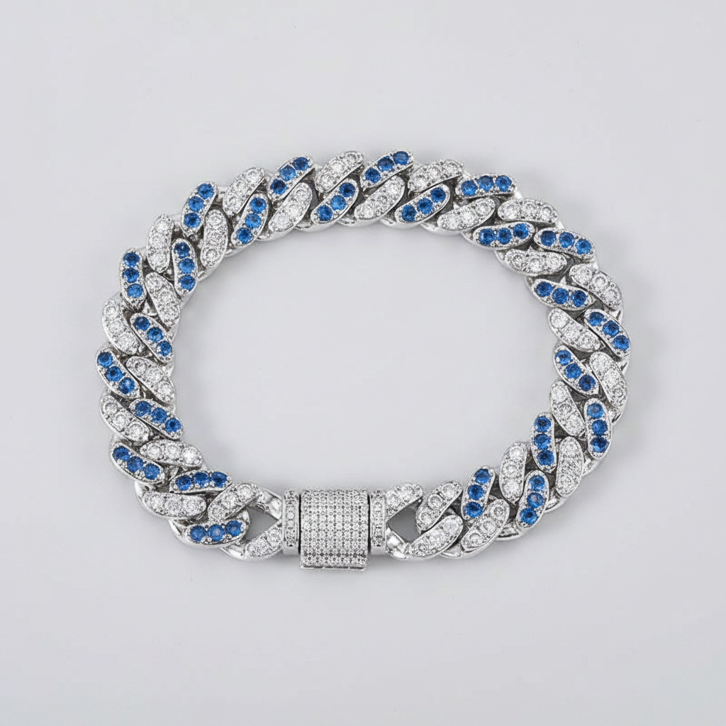 Two-tone Zircon Cuban Bracelet