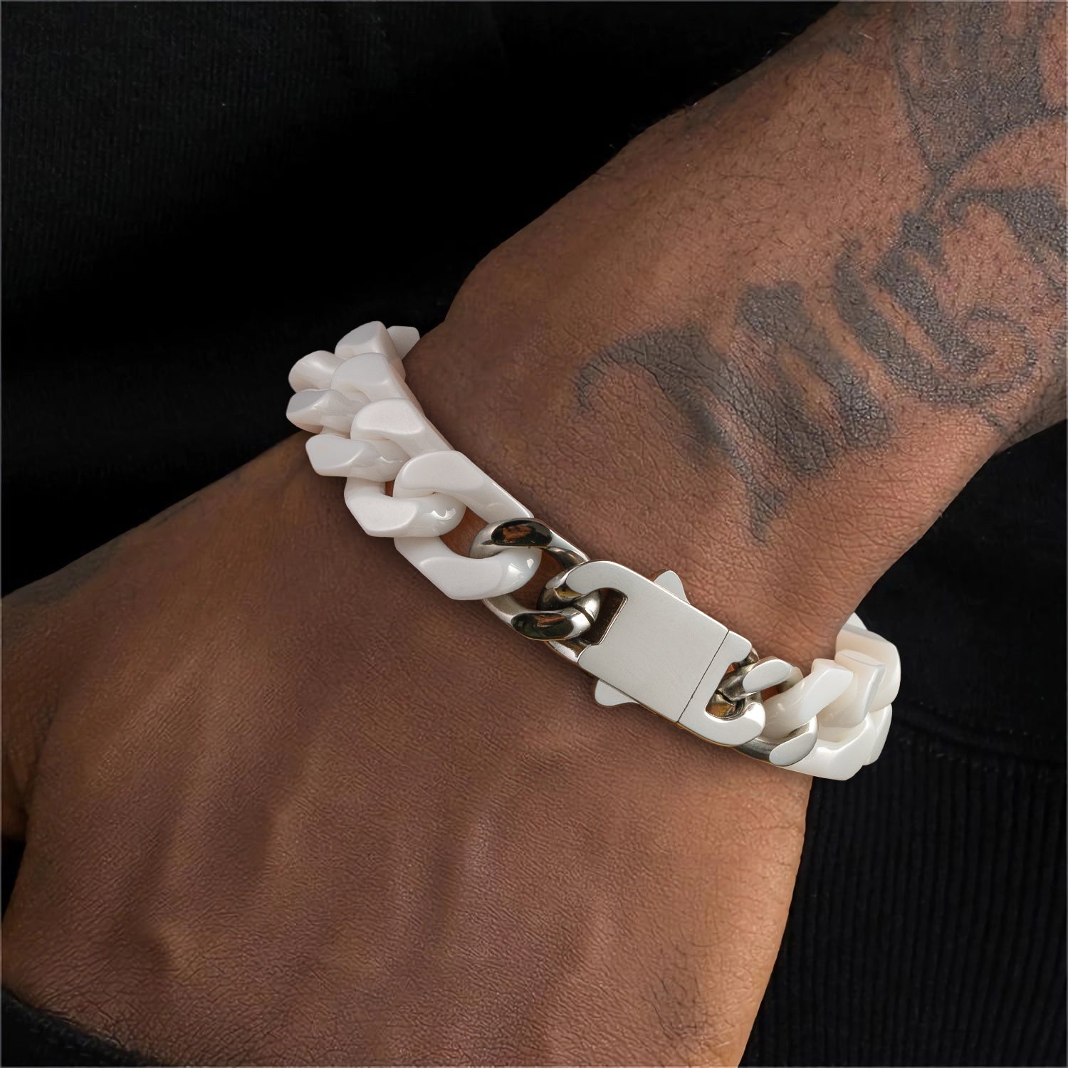 Chunky Cuban Ceramic Chain | White, Black, Yellow & Taupe