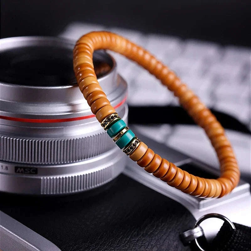 Natural Olive Pit Tablet-Shape Bracelet Averon London