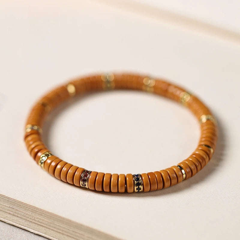 Natural Olive Pit Tablet-Shape Bracelet Averon London