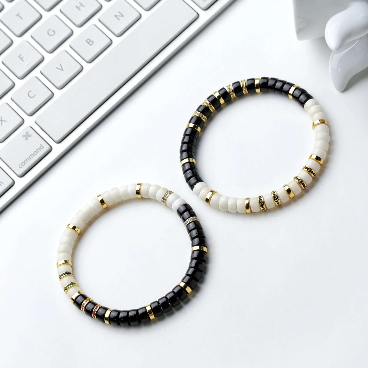 Natural Black & White Bodhi Bracelet – Handmade Spiritual Jewelry Averon London