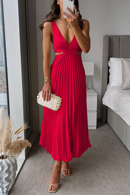 Valeria | Abito maxi plissettato dalla silhouette fluida