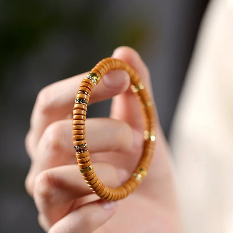 Natural Olive Pit Tablet-Shape Bracelet