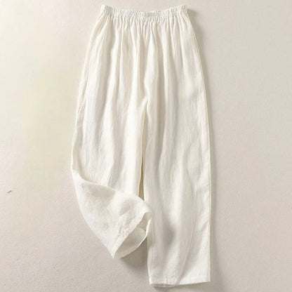 Amalia™ — Pantaloni fluidi in cotone e lino