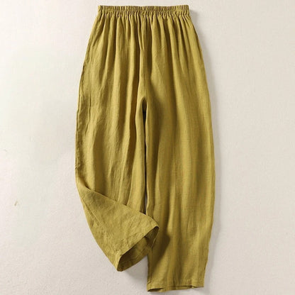 Amalia™ — Pantaloni fluidi in cotone e lino