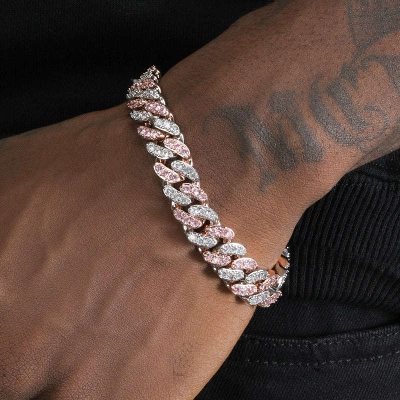 Two-tone Zircon Cuban Bracelet Averon London