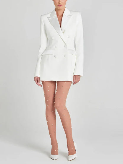 Sofia | Blazer Bianco Doppiopetto in Raso