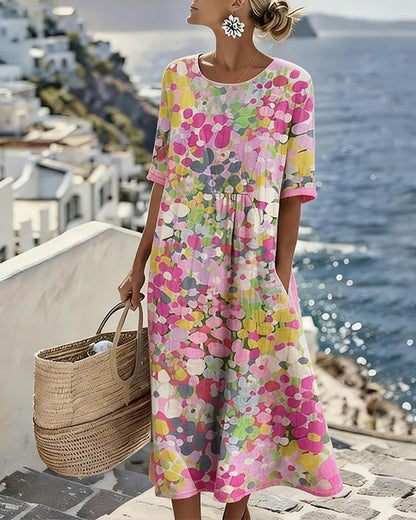 Elena | Vestito midi floreale leggero e fluido
