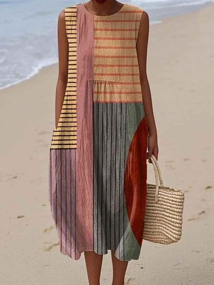Rosenda - Summer Dress with Abstract Geometric Print