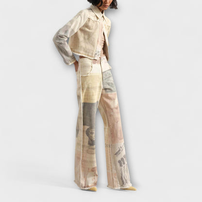 Rhea – Jeans a gamba larga stampate con un tocco vintage