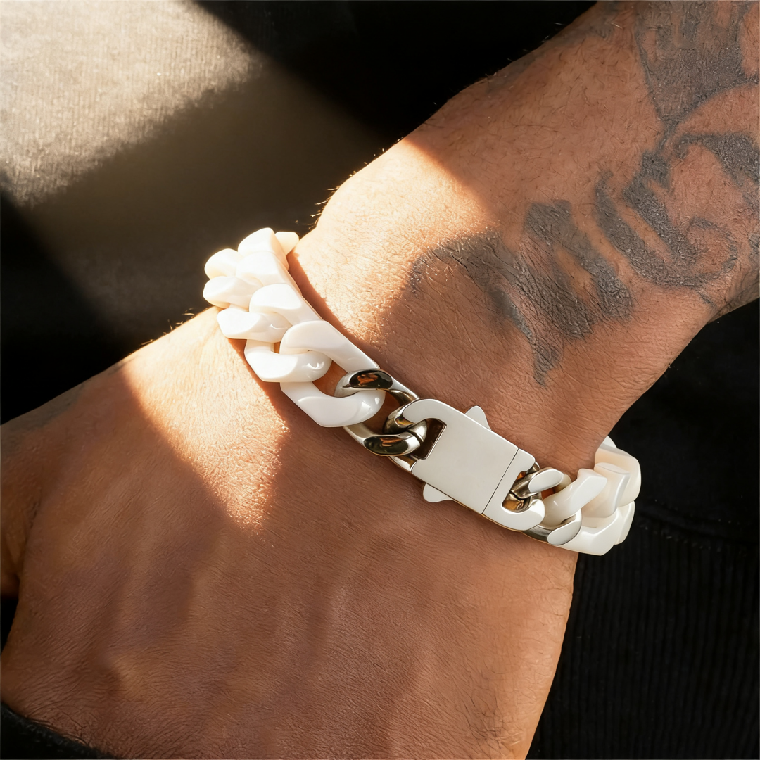 Chunky Cuban Ceramic Chain | White, Black, Yellow & Taupe