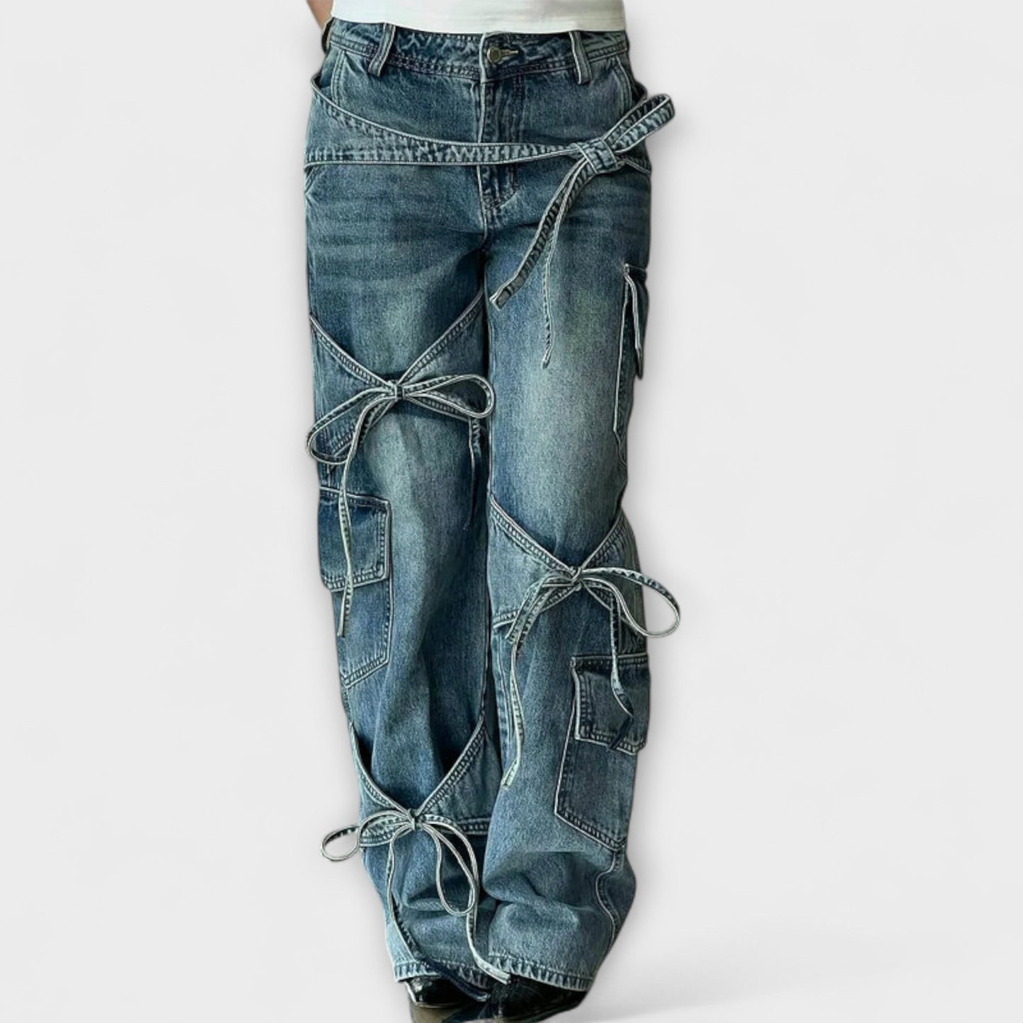 Paloma - Jeans in Denim Utility con Dettaglio a Nodo