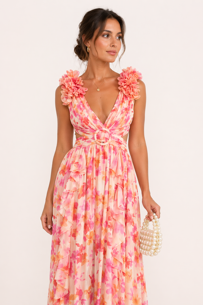 Aurora | Abito Maxi Floreale Elegante