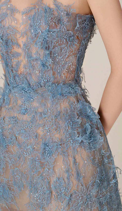Joelle | Robe de Bal Mi-Longue en Dentelle Florale Brodée pour Femme