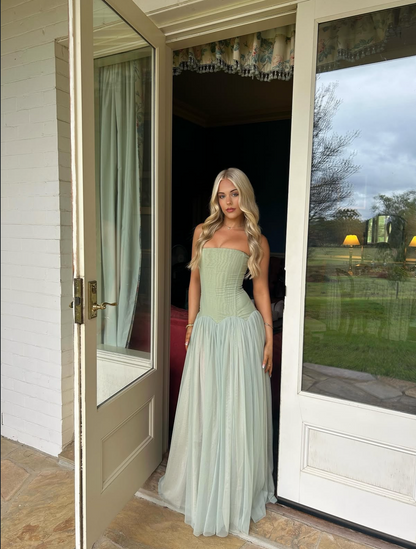Judith | Robe D'Invitée de Mariage Maxi Style Corset Sans Manches pour Femmes