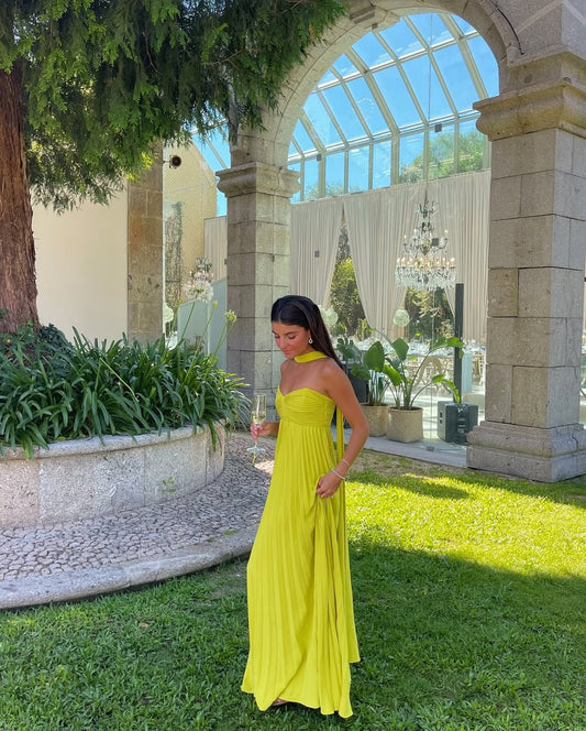 Makayla | Women's Pleated Strapless Maxi Wedding Guest Dress
