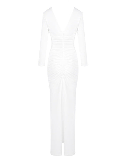 Paulina | Women's Long Sleeve V-Neck Bodycon Maxi Dress