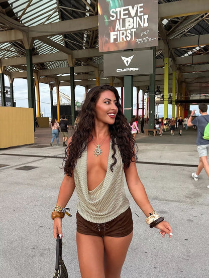 Rosie | Crop Top dos Nu à Col Bénitier Profond pour Femme