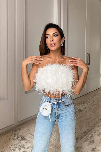 Romee | Haut Bustier à Plumes pour Festival et Soirée pour Femme