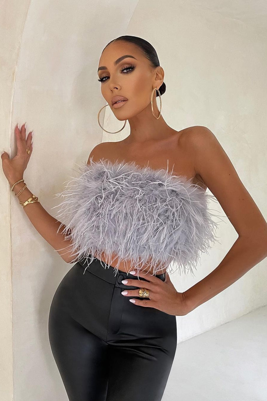Romee | Haut Bustier à Plumes pour Festival et Soirée pour Femme