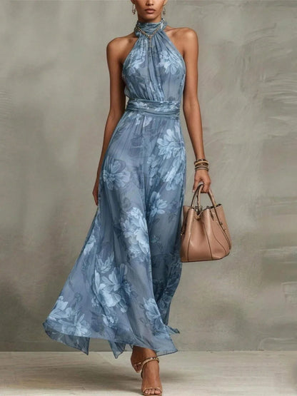 Livia - Abito Maxi Halter Floreale