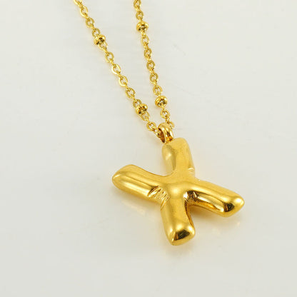 Bubble Letter Initial Necklace