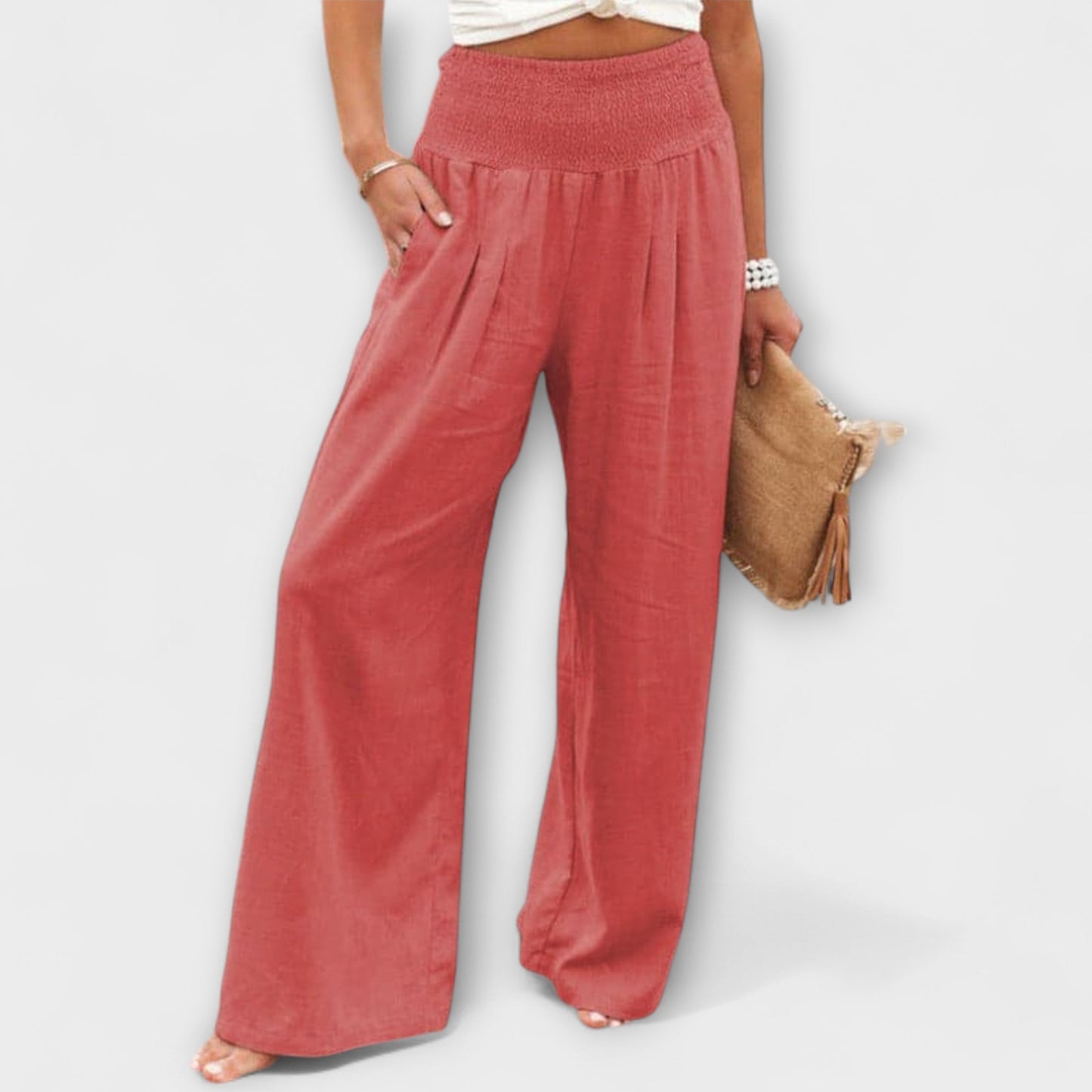 Thearya - Pantaloni Larghi in Lino Casual