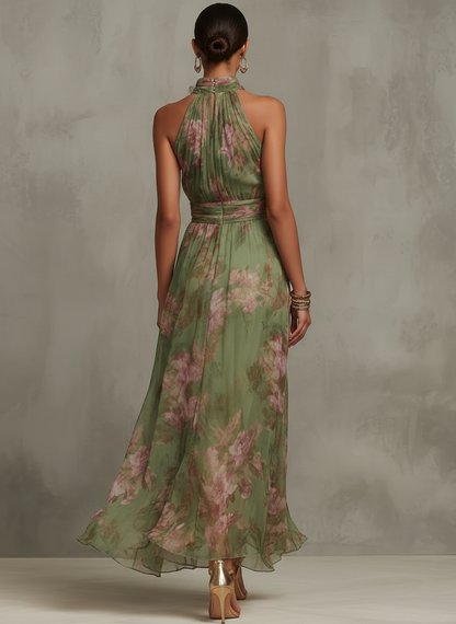 Livia - Abito Maxi Halter Floreale