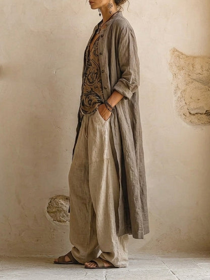 Elena | Completo di 3 pezzi con pantaloni a gamba larga e cardigan