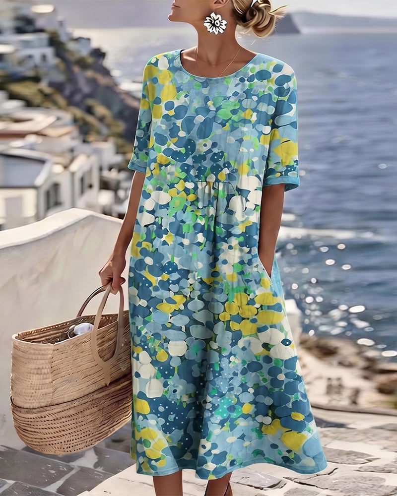 Elena | Vestito midi floreale leggero e fluido