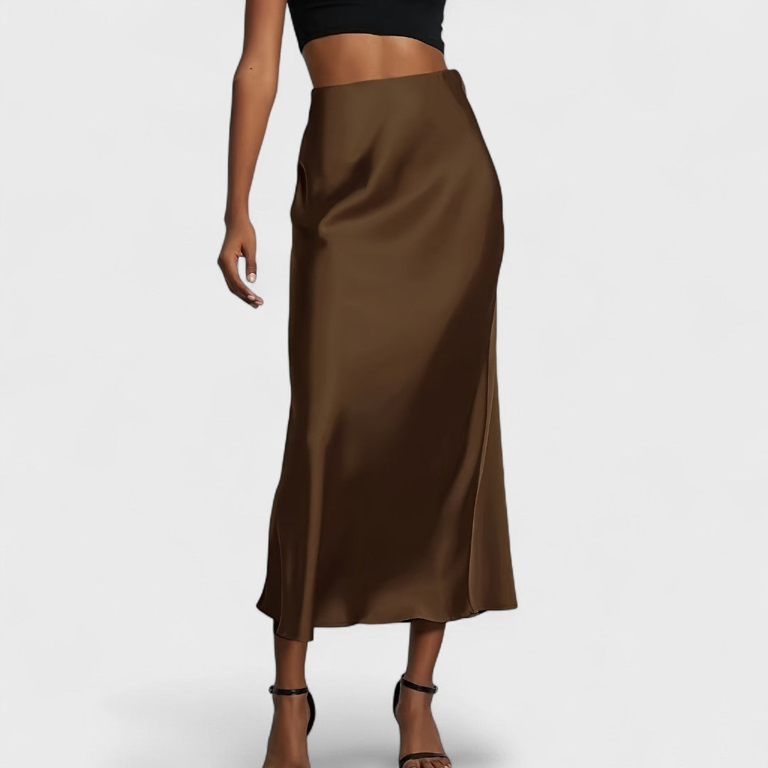 Sasha - Gonna Midi in Raso a Vita Alta da Donna