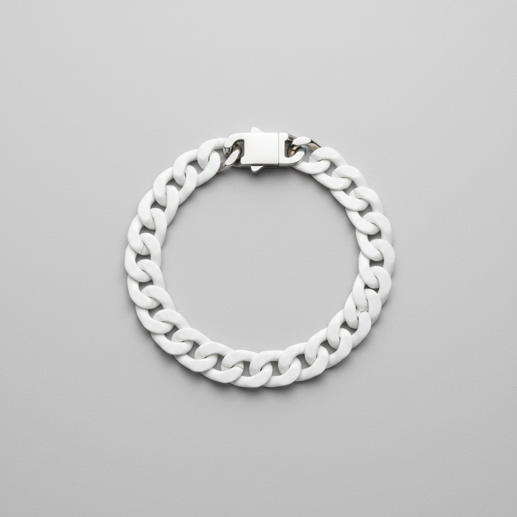 Pulseira Cuban Link Branca - Fundo Cinza Claro