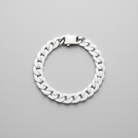 Pulseira Cuban Link Branca - Fundo Cinza Claro