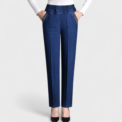 Elisa - Jeans da donna con tasche laterali e vita elastica