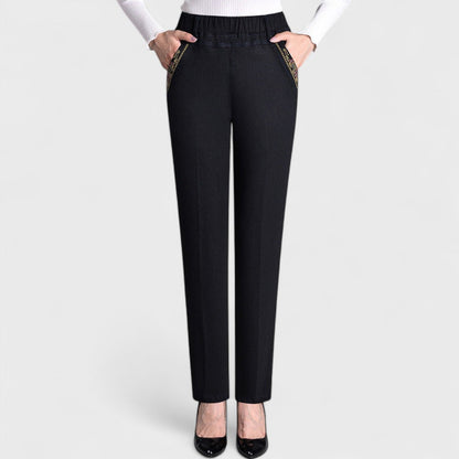 Elisa - Jeans da donna con tasche laterali e vita elastica