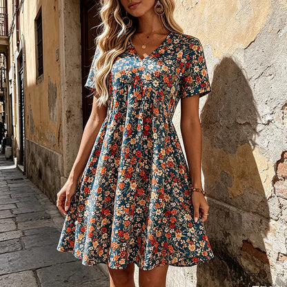 Bea - Vestito estivo floreale con scollatura a V