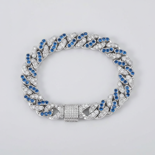 Two-tone Zircon Cuban Bracelet - Fundo Cinza Claro